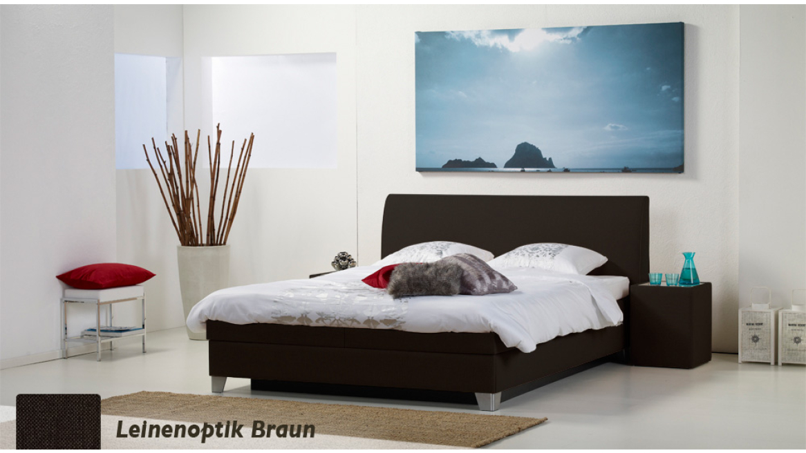 wasserbett luxus box pro leinenoptik braun boxspring-look