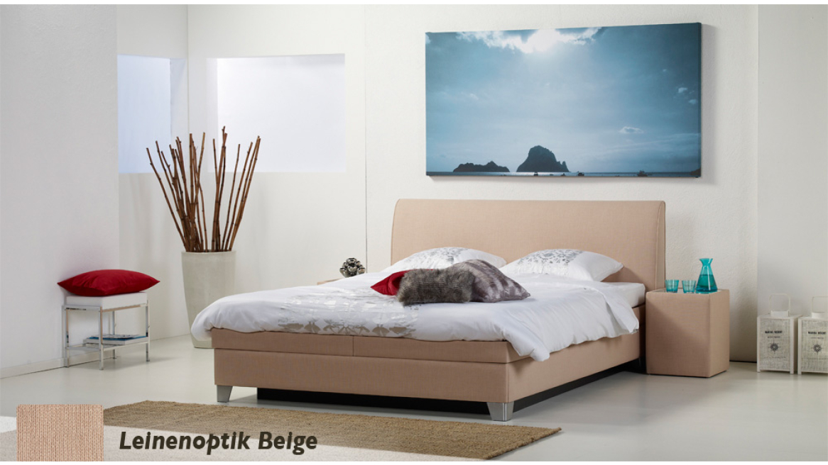 wasserbett luxus box pro leinenoptik beige boxspring-look