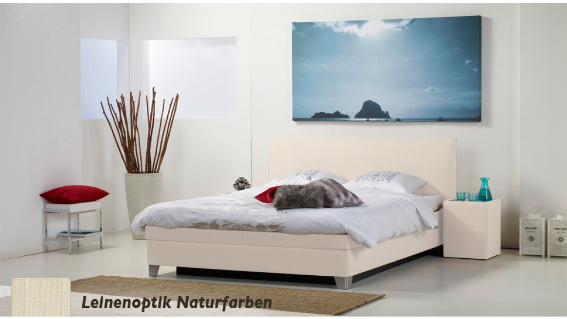 wasserbett luxus box pro leinenoptik naturfarben boxspring-look