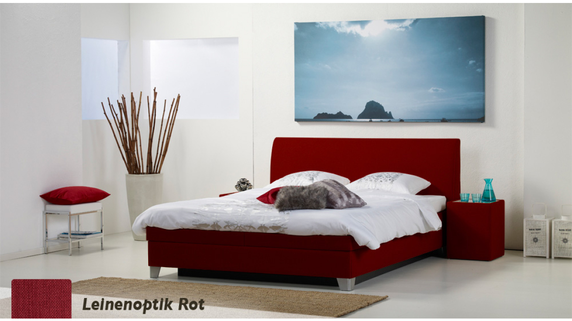 wasserbett luxus box pro leinenoptik rot boxspring-look