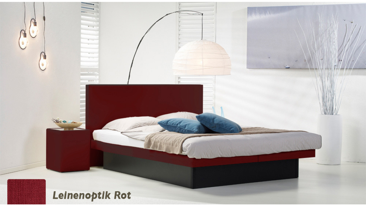 wasserbett luxus pro podest leinenoptik rot