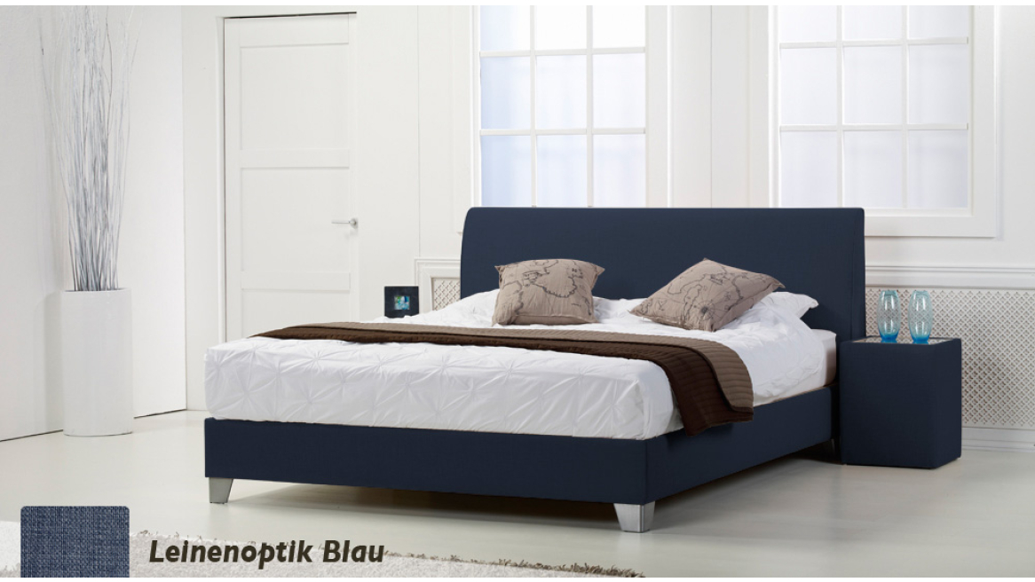 wasserbett basic box pro leinenoptik blau boxspring-look