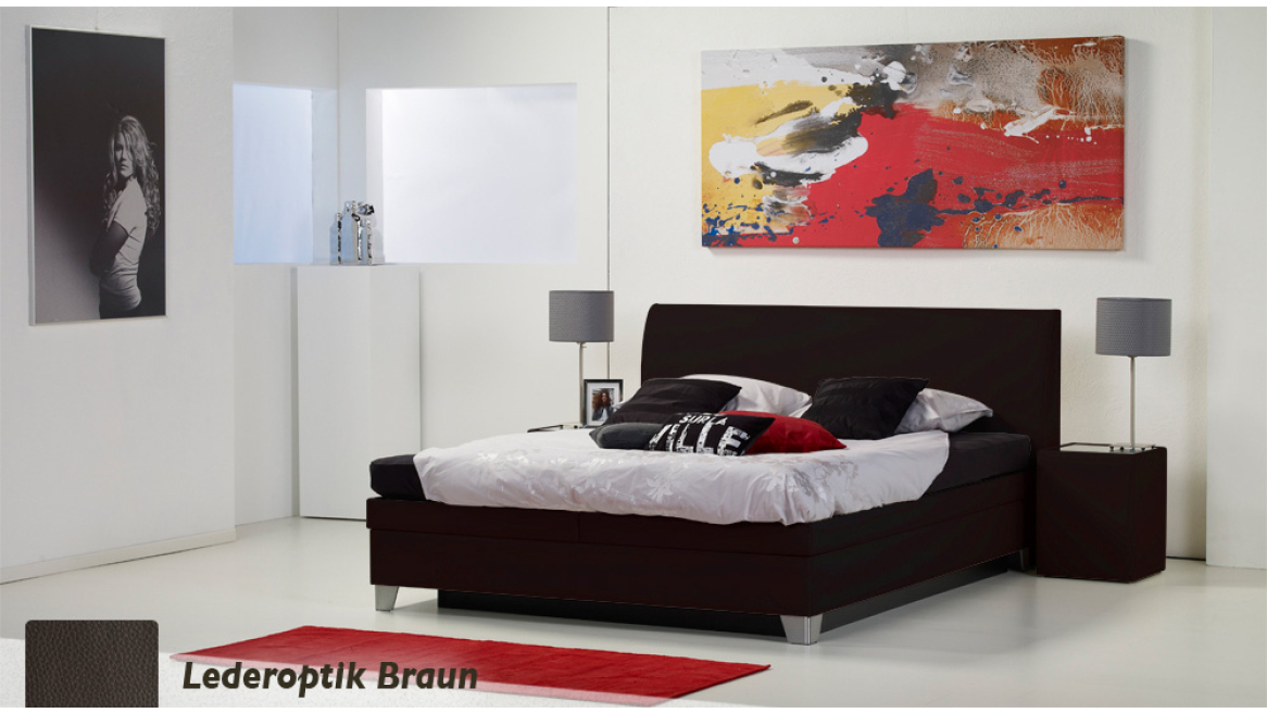 wasserbett luxus box pro lederoptik braun boxspring-look