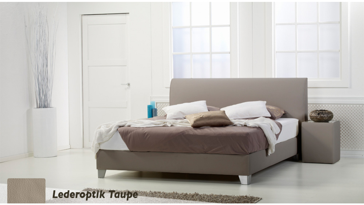 wasserbett basic box pro lederoptik taupe boxspring-look