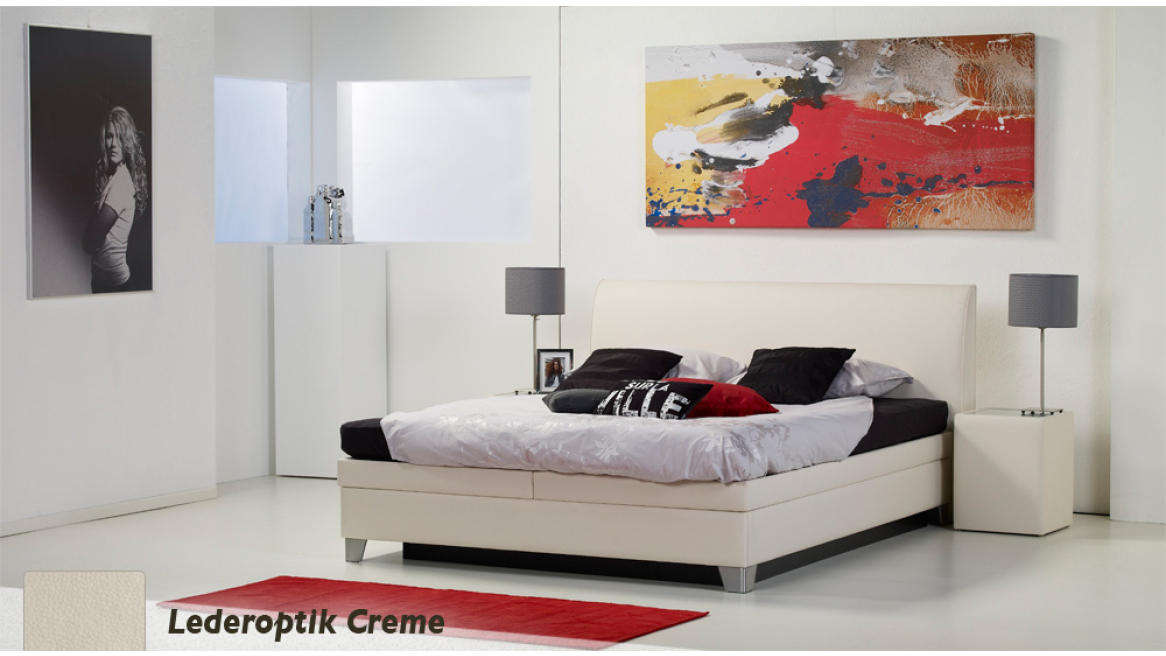wasserbett luxus box pro lederoptik creme boxspring-look
