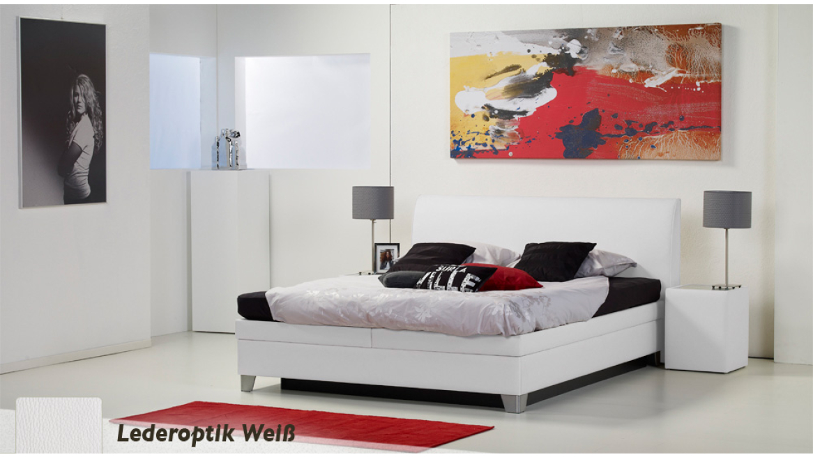 wasserbett luxus box pro lederoptik weiß boxspring-look