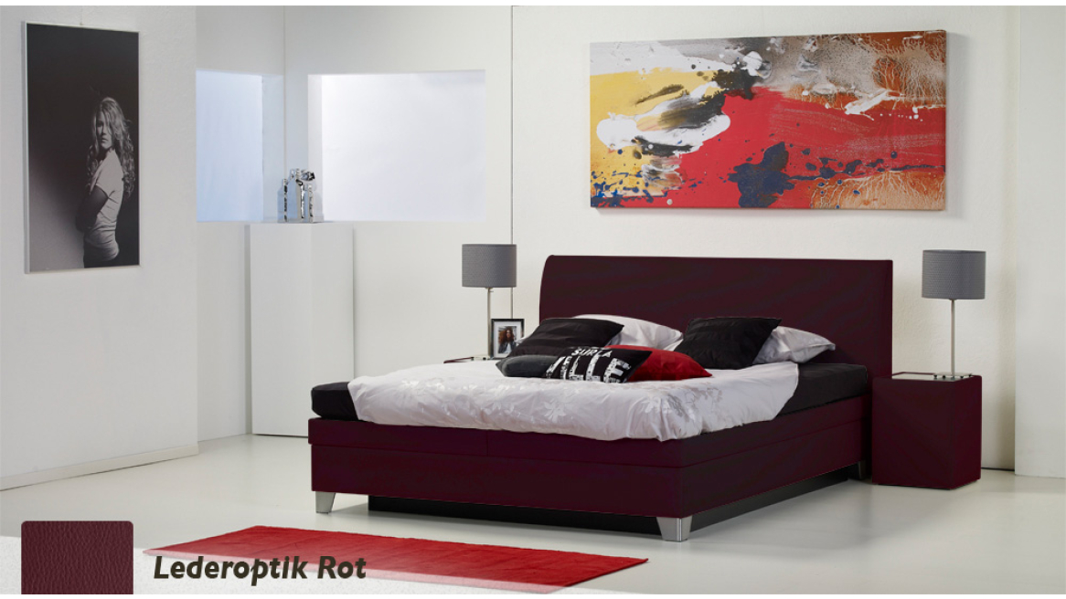 wasserbett luxus box pro lederoptik rot boxspring-look