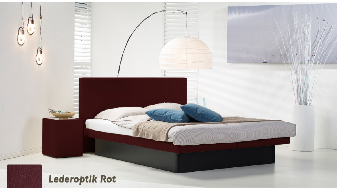wasserbett luxus pro podest lederoptik rot