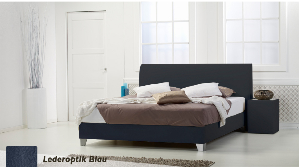 wasserbett basic box pro lederoptik blau boxspring-look