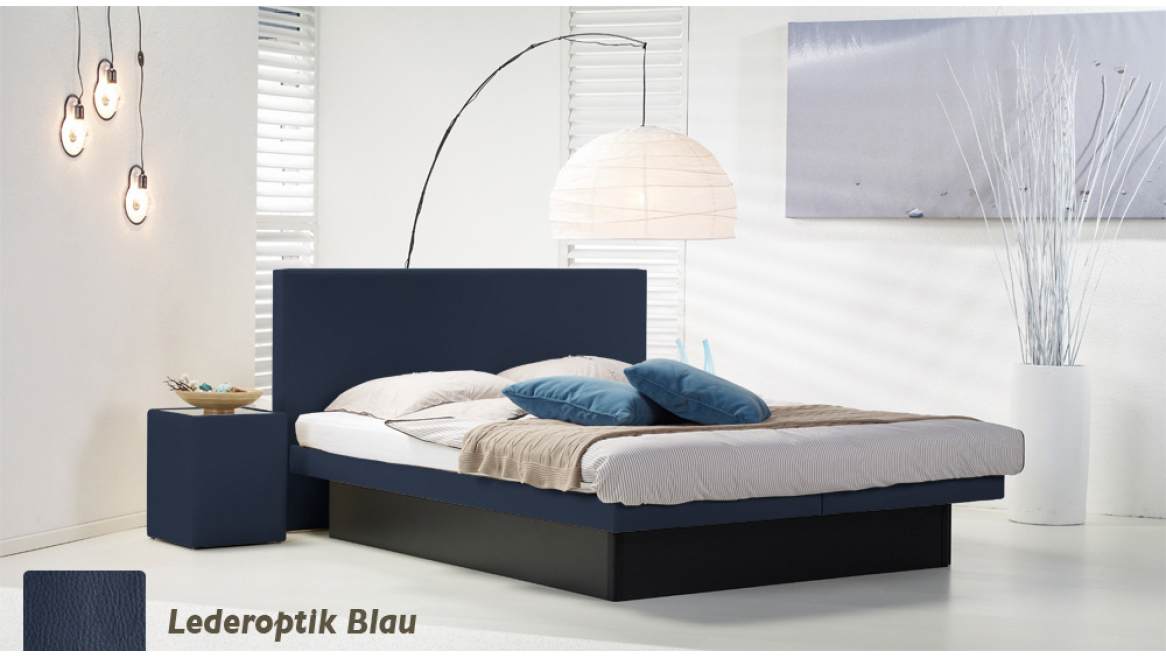 wasserbett luxus pro podest lederoptik blau