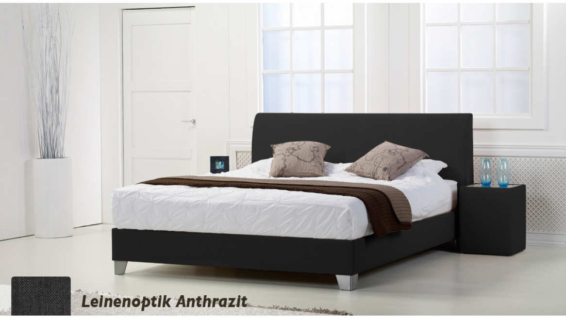 wasserbett basic box pro leinenoptik anthrazit boxspring-look