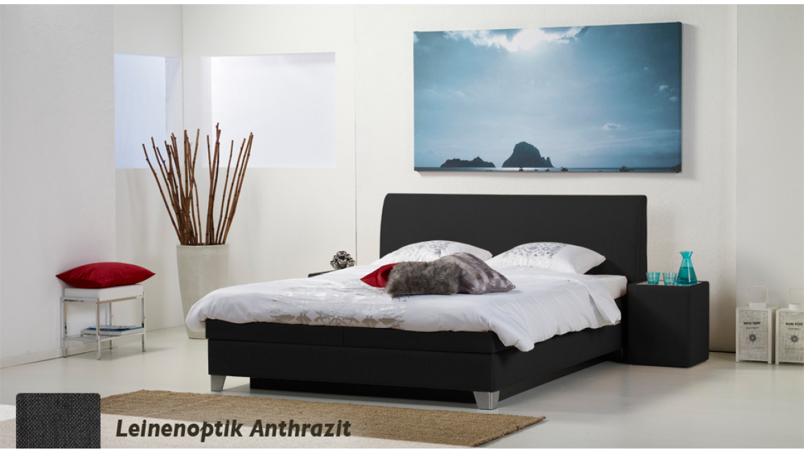 wasserbett luxus box pro leinenoptik anthrazit boxspring-look