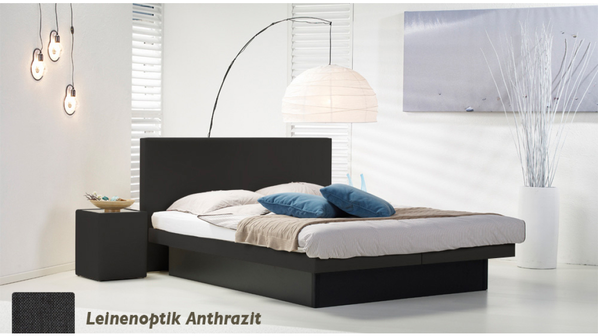 wasserbett luxus pro podest leinenoptik anthrazit