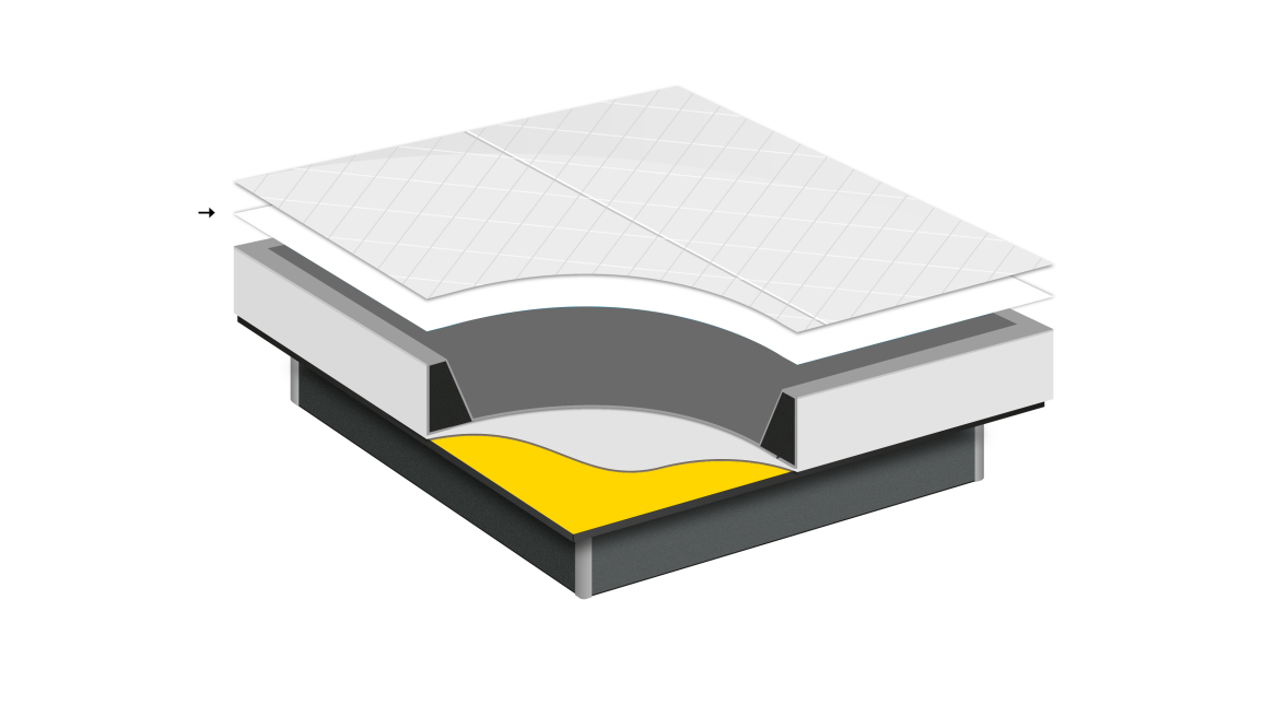 Wasserbett Sicherheitsfolie über den Schaumstoffrahmen legen