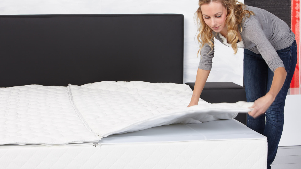 Wasserbett Basic Bezugoberteil befestigen beispiel